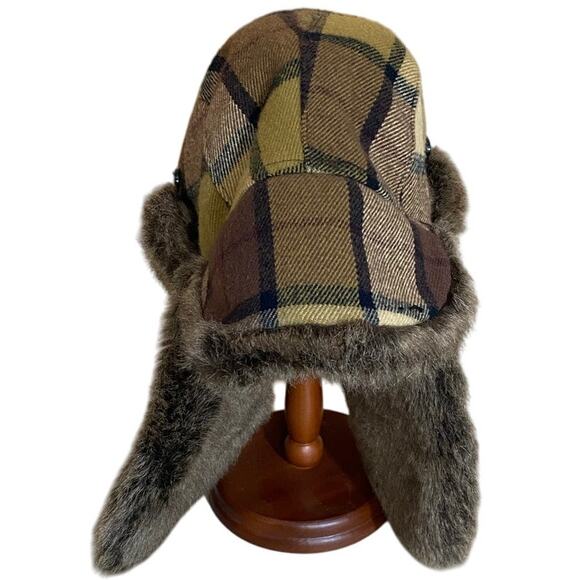 David & Young Men's Sustainable Recycled Fashion Beanie OS Brown Black Faux Fur - Picture 4 of 7